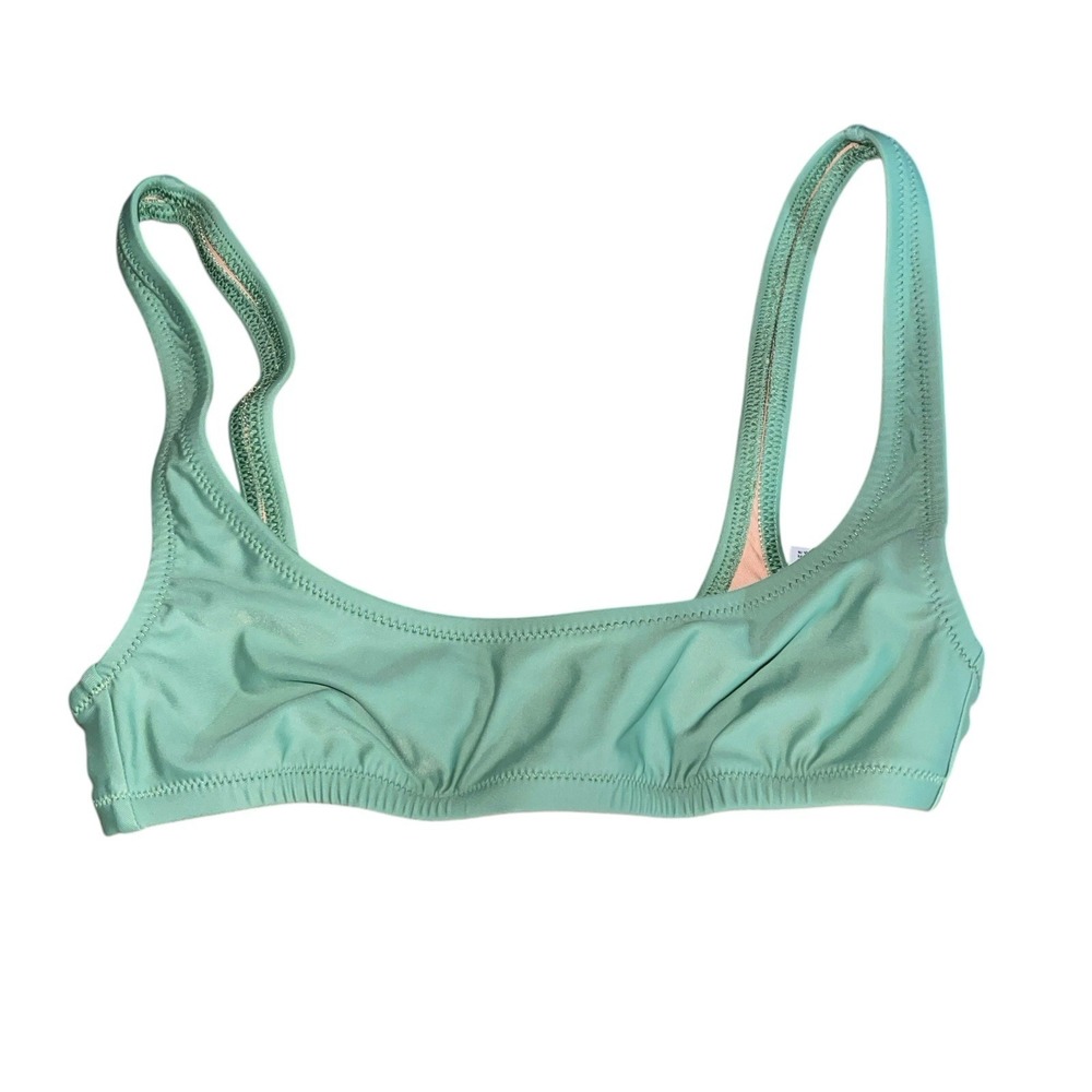 J Crew Womens Heritage Scoopneck Bikini Top Size XXS Green Back Hook Stretch 90s